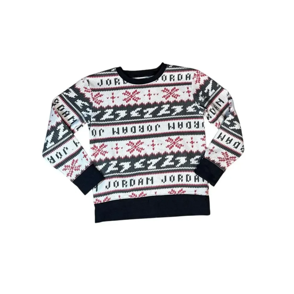 Nike Air Jordan Ugly Christmas Sweater Crewneck Sweatshirt Youth Medium 11/12